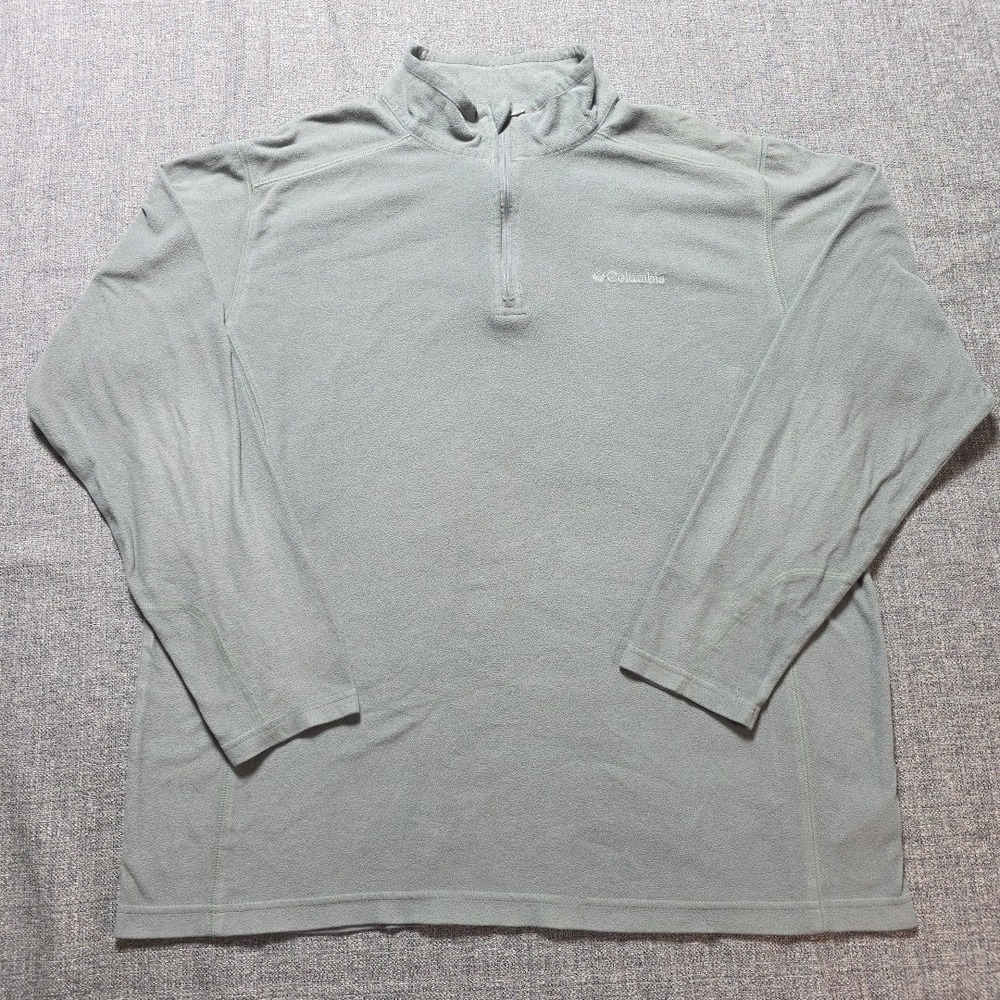 Columbia Fleece Hoodie Jacket Men's XL Long Sleeve Full Zip Logo Mock Neck Green